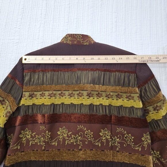 Danny & Nicole Jacket Women's Size 16P Boho Brown Long Sleeve Button Up Blazer - Picture 9 of 12